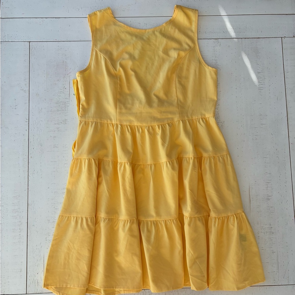 Yellow Sleeveless Tiered Kids Dress Size Large